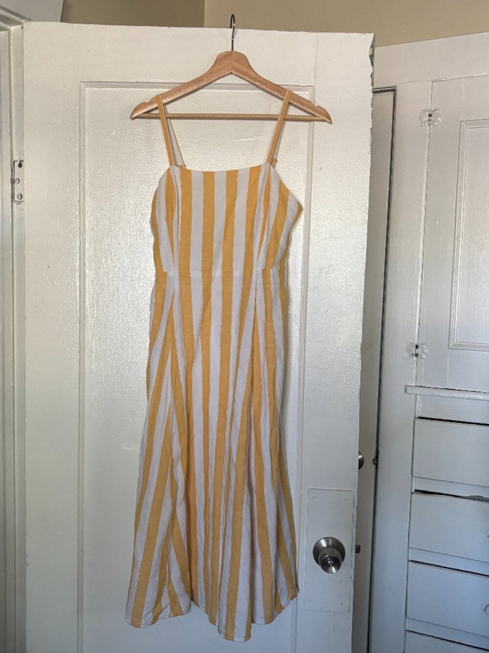 GAP | White and Yellow stripe Midi dress